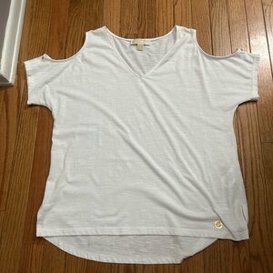 MICHAEL Michael Kors Cream Short Sleeve Cut Out Tee Size Medium